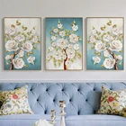 Спрей цвет роза цветок олень животное абстрактная стена картина золотое дерево холст картина маслом для гостиной украшение дома постер