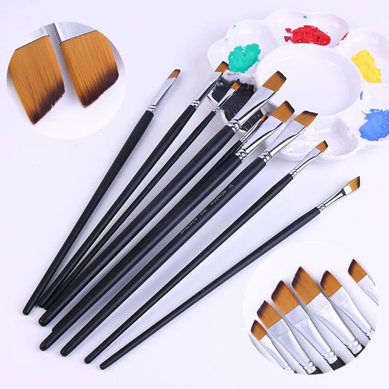 9 шт./компл. детская Студенческая ручка для гуаши нейлоновая волос деревянная