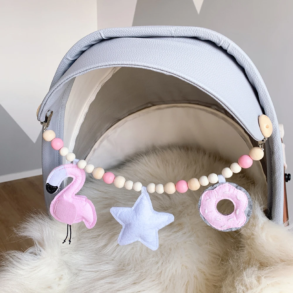 Nordic Wooden Baby Bracelet Pram Clip Kids Bed Hanging Rattles Toy Pacifier Chain Nursery Baby Bedroom Decoration Christmas Gift