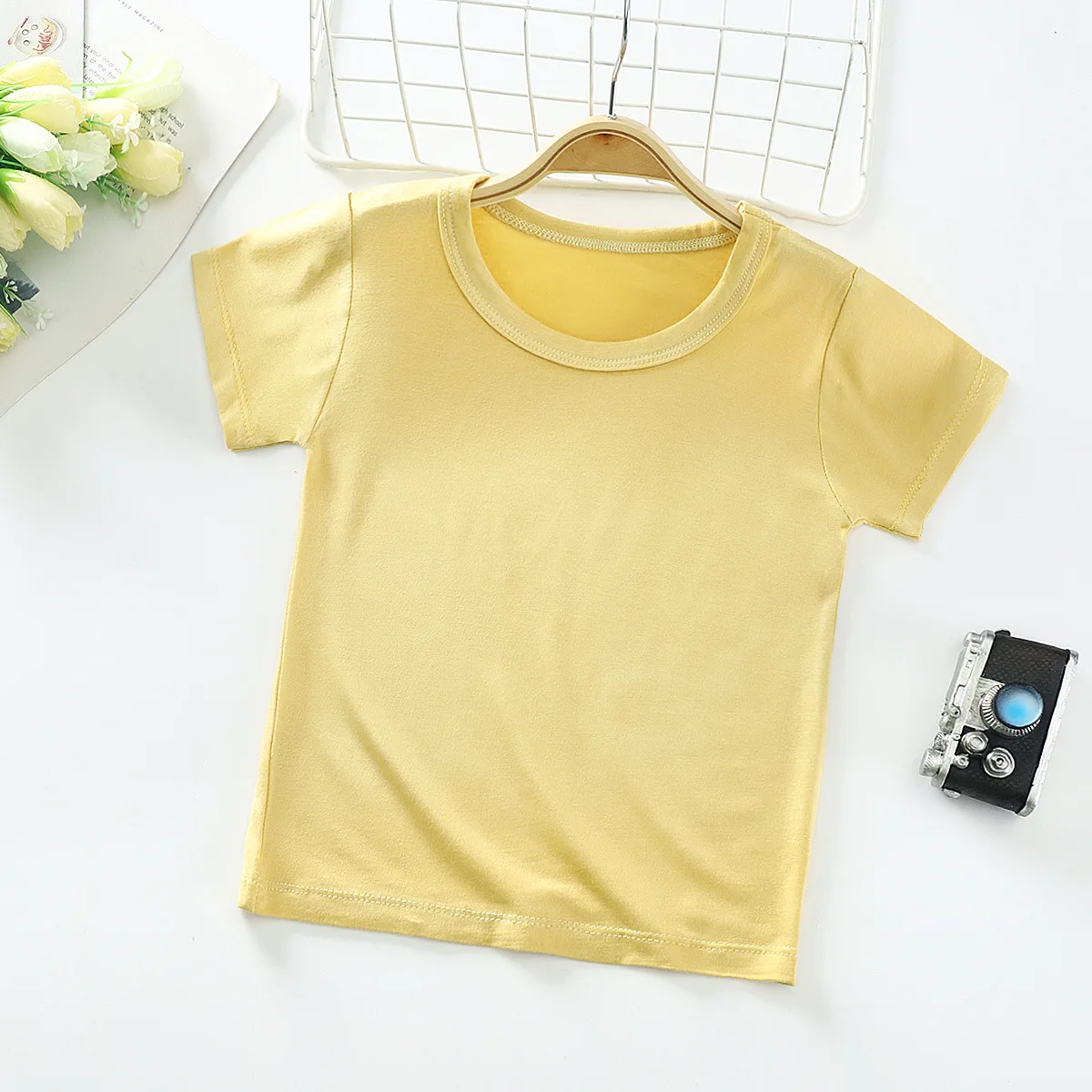 Kaus Uniseks Fashion Musim Panas 2020 Kaus Putih Lengan Pendek Anak Laki-laki Atasan Katun Anak Bayi untuk Pakaian Anak Perempuan 1-7 Y