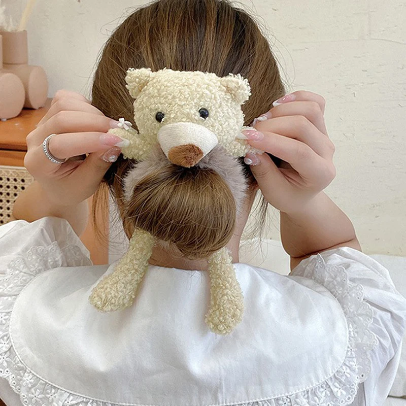 1 шт. кавайные женские эластичные резинки для волос мультяшный Плюшевый Медведь