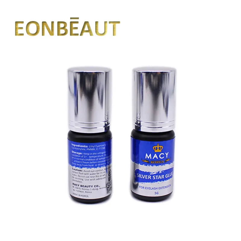5 Bottles MACY Silver Star Glue For Eyelash Extension 5ml Powerful Fastest Drying 0.5 Sec Black Lash Adhesive Korean Beauty Shop | Красота и