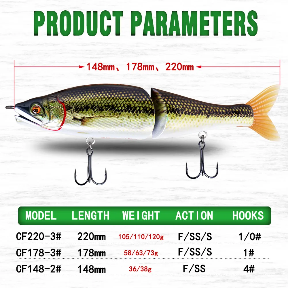 Рыболовная приманка swimbait 178 мм 58 г 63 медленно тонущий 73 CF соединенные приманки