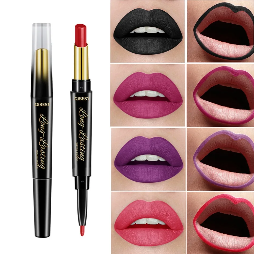 QIBEST 2 в 1 карандаш для губ с двойным концом водостойкий телесный цвет сексуальная