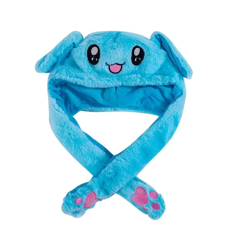 Funny Plush Rabbit Ears Hat Airbag Toy Hat Pinch Up Down Moving Ears Luminous Play Toys Cosplay Accessories Children Gift - Цвет: L