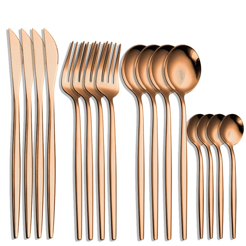 

16Pcs Stainless Steel Silverware Cutlery Kitchen Gadget Sets of Tableware Spoon and Fork Dinnerware Utensil Suitable Dishwasher