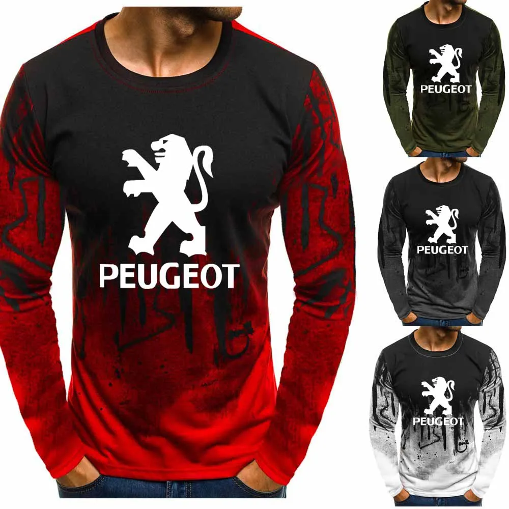 Пуловер с круглым вырезом и градиентом для Peugeot Motors логотипом автомобиля