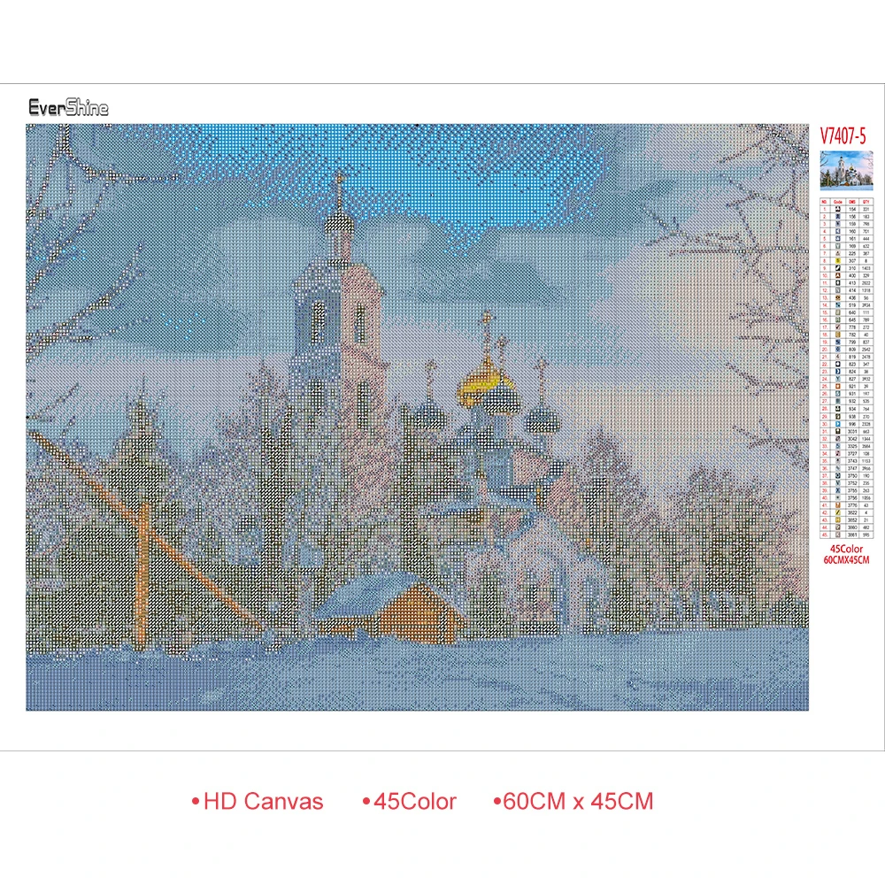 Evershine DIY алмаз Вышивка снег пейзаж полный квадрат алмазная живопись вышивка крестом Наборы церкви мозаика продажи Домашний Декор