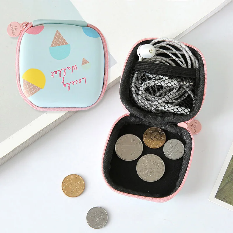 Портативный мини держатель для наушников чехол с застежкой молнией мультяшный