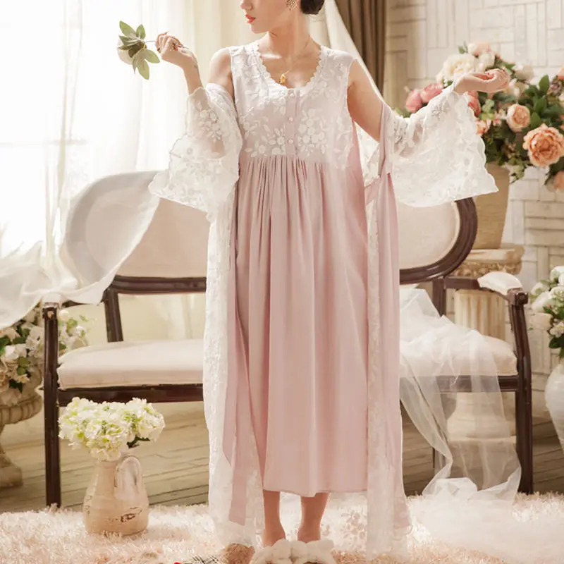 2020 халат комплект из 2 предметов одежда для сна винтажный кружевная ночная