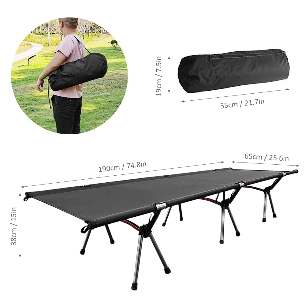 

Outdoor Portable Folding Bed Single Person Camping Cot 264LB Bearing Weight Compact for Outdoor Picnic Camping Hiking
