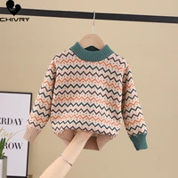 new 2021 baby boys girls fashion wave striped knitted sweater kids autumn winter warm o neck pullover sweater tops clothing