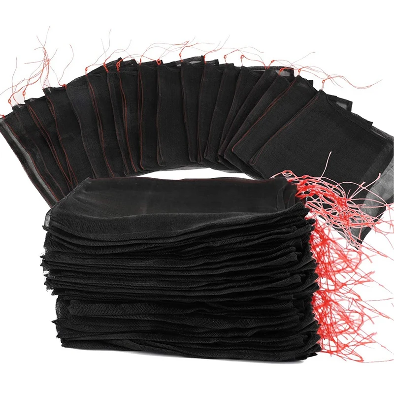 

Protect Fruit Bag, 100 Pieces 25 x 30 cm Fruit Tree and Vegetable Protection Net Bag with Rope, Garden Plant Cover Net