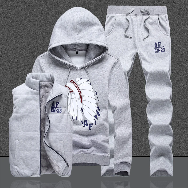 Мужская спортивная одежда толстовки Модный комплект из 3 предметов толстовка с