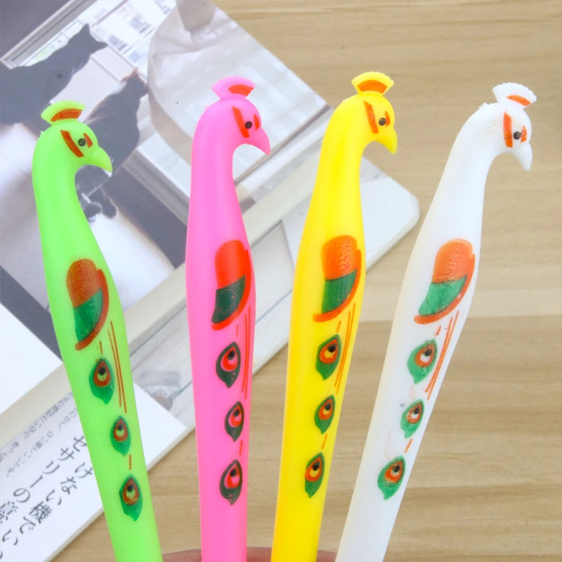 1 Piece Lytwtw's Gel Pens Korean Cartoon Creative Peacock Neutral Pen Student Writing Office Stationery Black Signature |