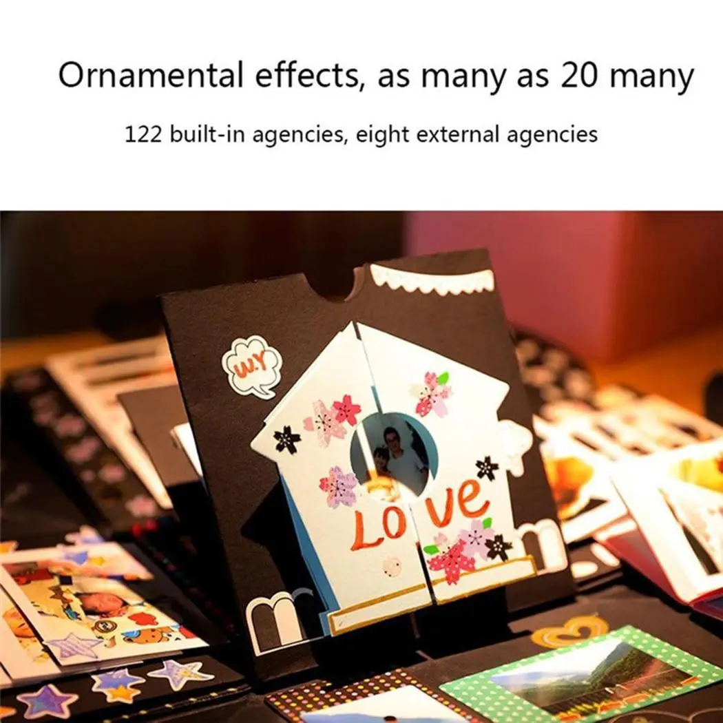 Creative Love Memory Photo Album Wedding Valentine's Day Black Anniversary Birthday Surprise Box | Дом и сад
