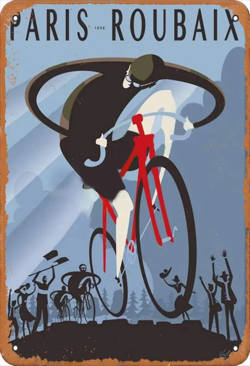 

Paris Roubaix Bicycle Retro Metal Tin Sign Vintage Aluminum Sign for Home Coffee Wall Decor 8x12 Inch