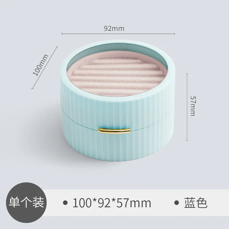 

flannel transparent jewelry circular double layer portable Ring Earring storage box
