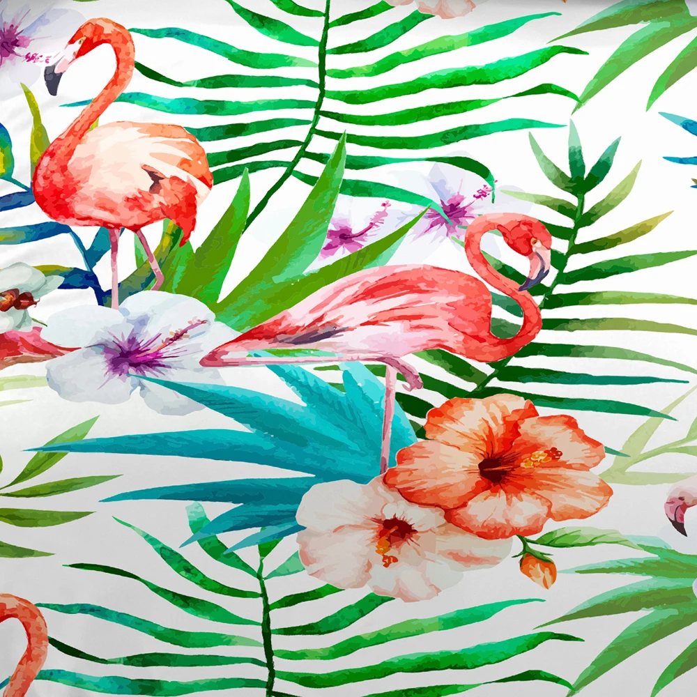Фламинго Monstera тропический Комплект постельного белья для спальни 100% микрофибра
