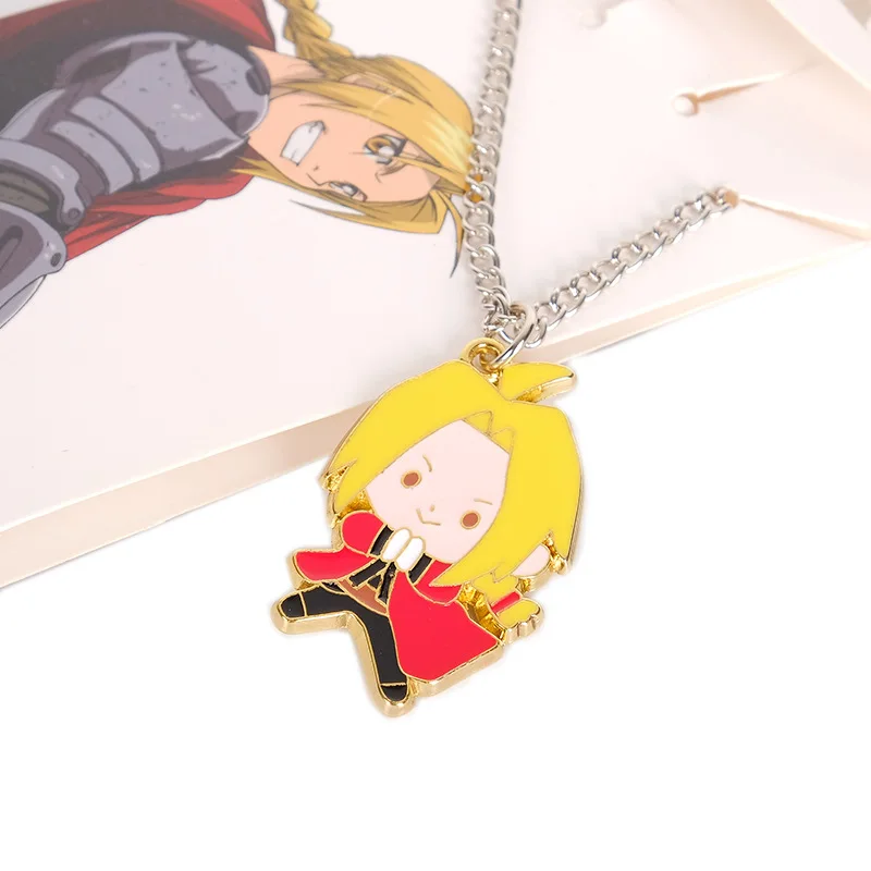 

Anime Fullmetal Alchemist Keychains Edward Elric Metal Necklaces Pendants Keyrings Holder Cosplay Accessories Figure Souvenirs