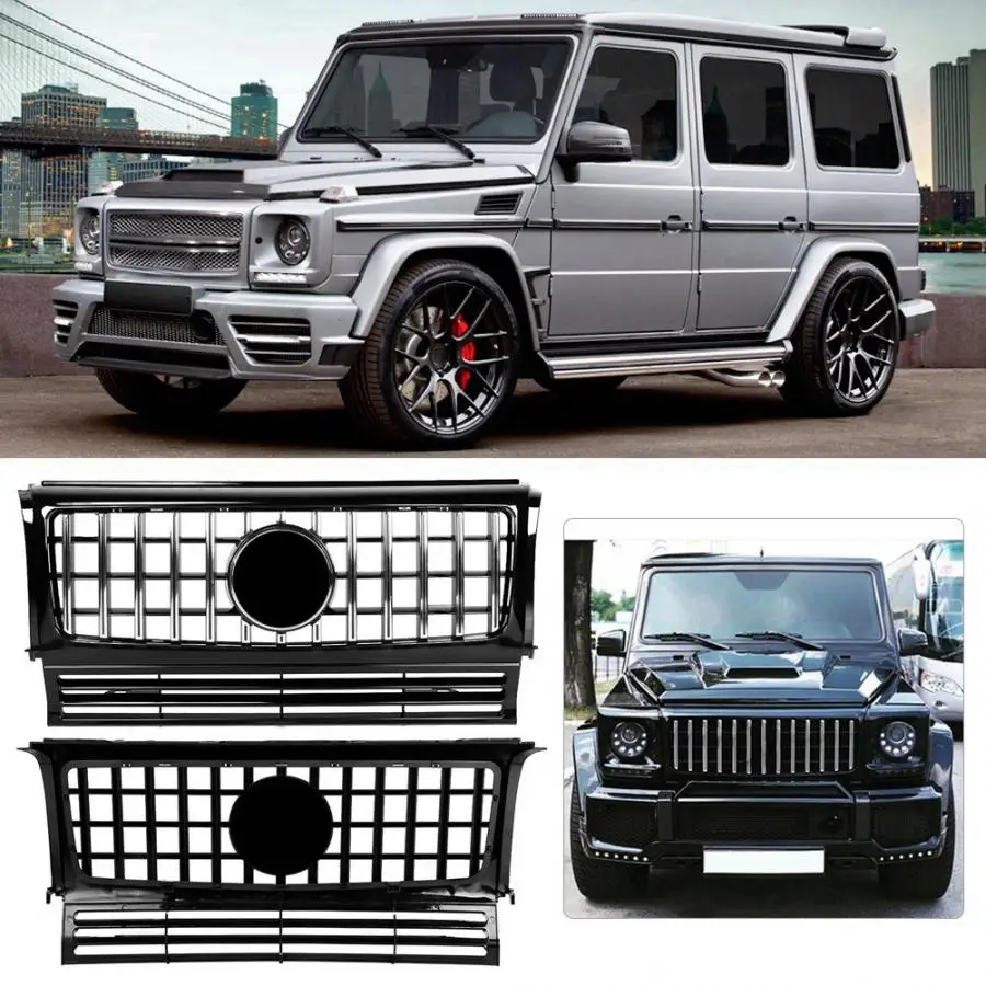

Car Front Hood Mesh Bumper Coupe Grille Bright Black Stars for Mercedes-Benz W463 G CLASS 2013 2014 2015 2016 2017 2018 2019 ABS