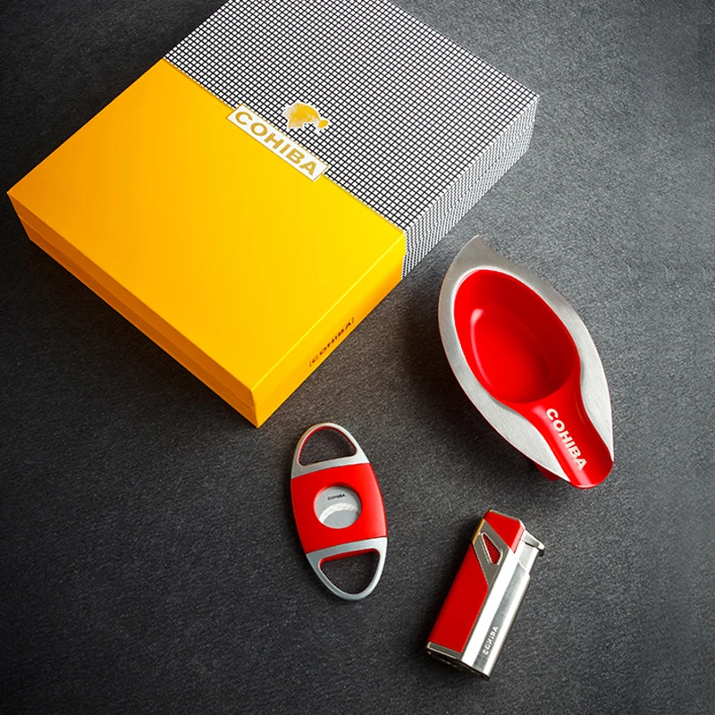 COHIBA Нержавеющая сталь острый сигарный нож ветрозащитный 3 струйный пламя сигары