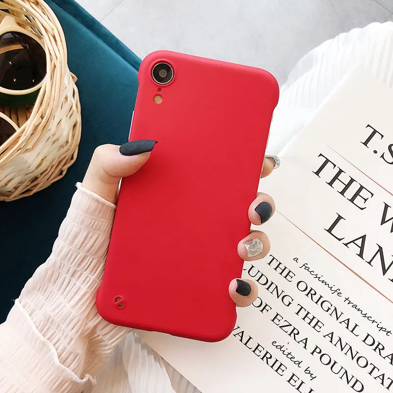 Lovebay Slim Scrub Borderless Phone Case For iphone 11Pro XR X XS Max 11 6 6S 7 8 Plus Solid color Hard PC Matte Cover Back Cace |
