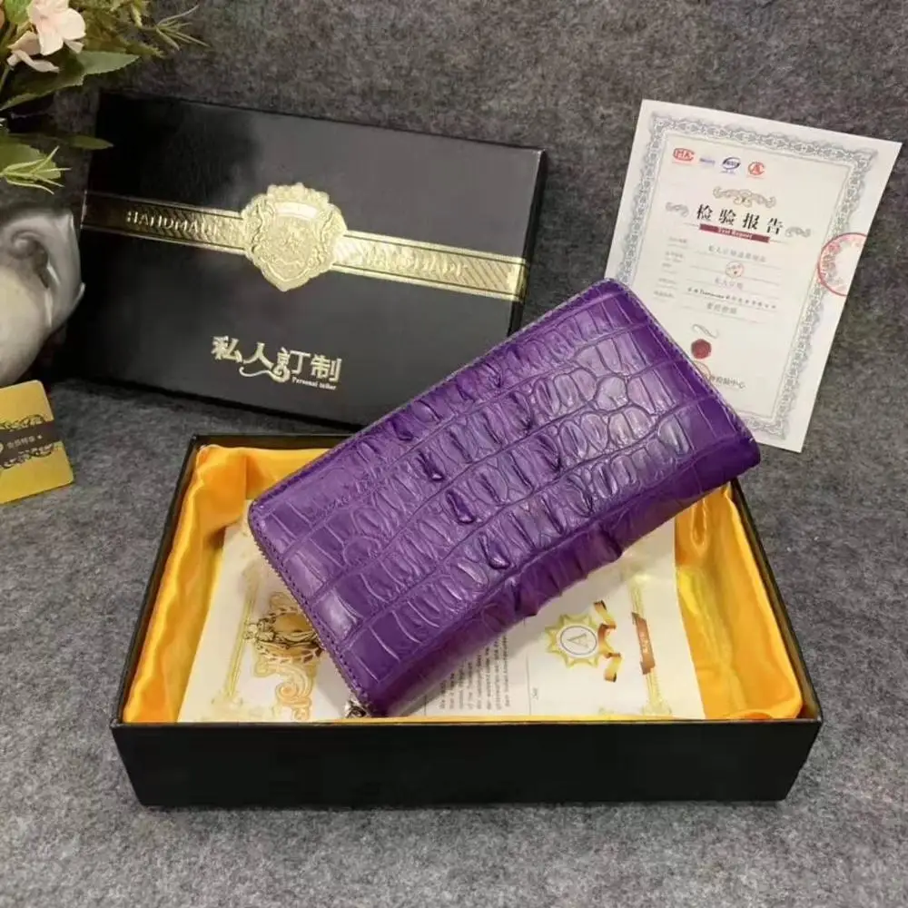 Женский кошелек из натуральной крокодиловой кожи длинный чехол на молнии 2019
