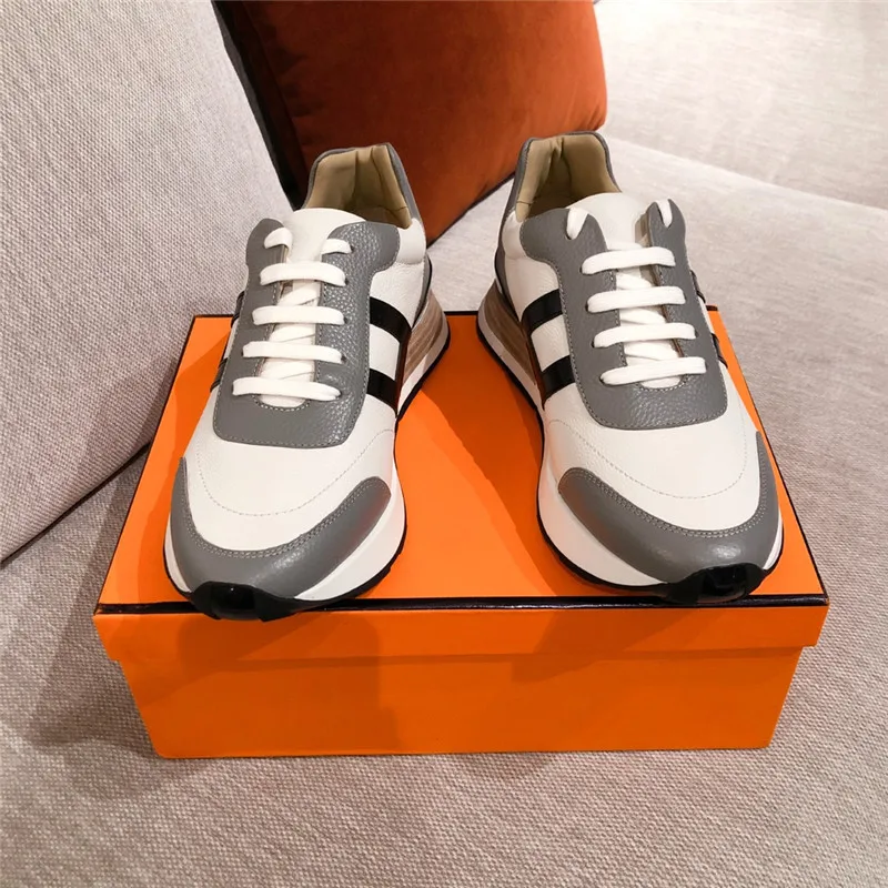 

Luxury Brand Designer Sports Shoes Classic Retro Stitching Leather Sports Casual Shoes Couple Early Spring White Shoes
