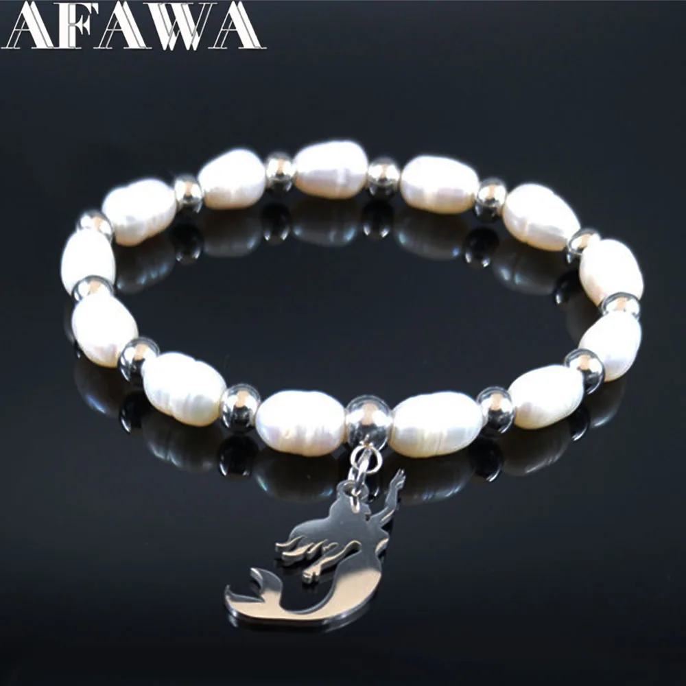 Женский браслет с бусинами и шармами Серебристый из нержавеющей стали B18700