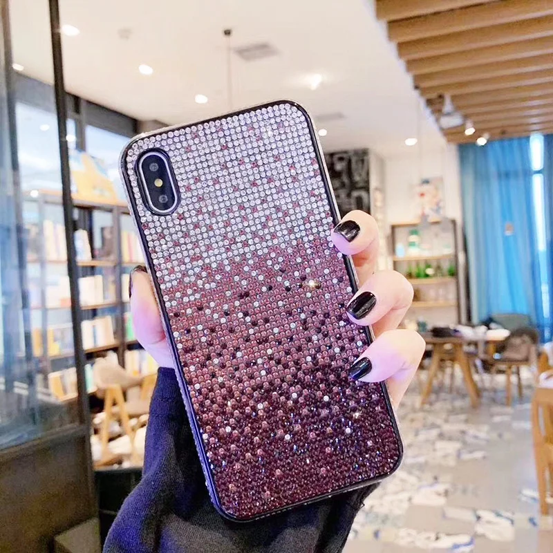 Роскошные блестящие градиентные чехлы со стразами для телефонов iPhone 13 12 11 Pro XS Max XR