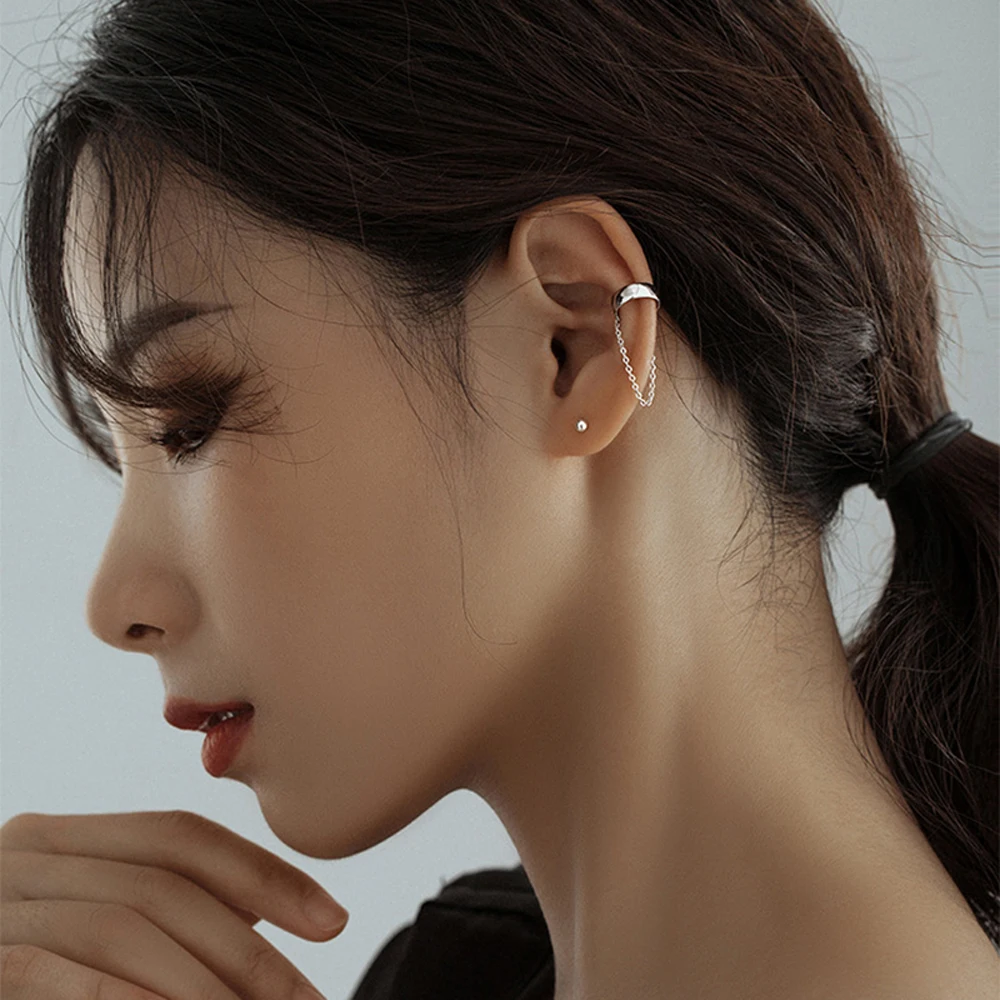 

New Style Women Contracted Ear Clip Chain Earrings Cool Handmade Jewelry Gifts