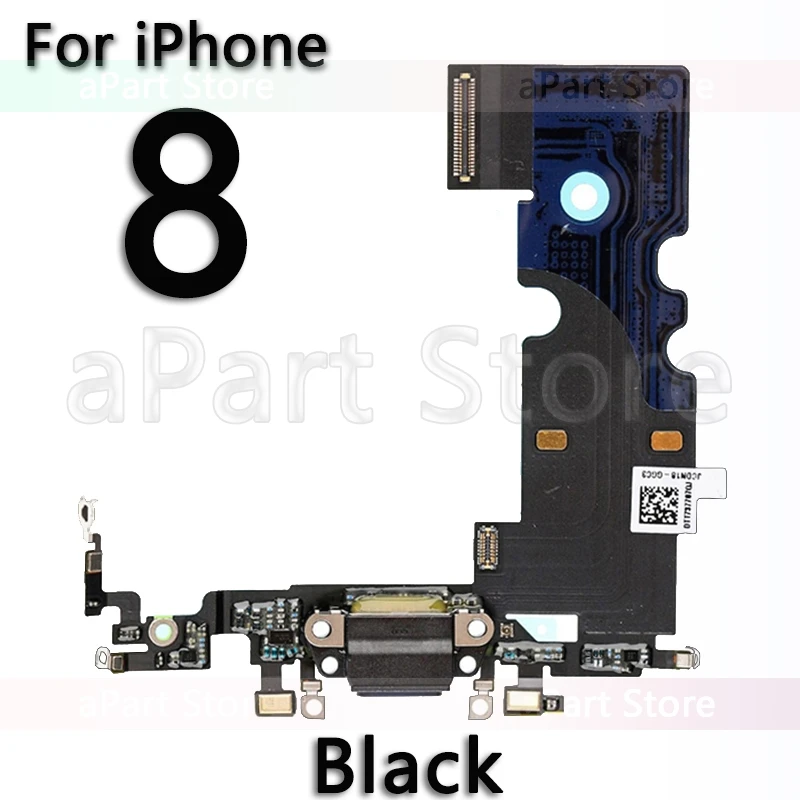 Нижняя док-станция для зарядки для iPhone Xs Max X XR 7 8 Plus USB зарядное устройство Порт платы док-станция разъем микрофон гибкий кабель Замена - Цвет: For iPhone 8 Black