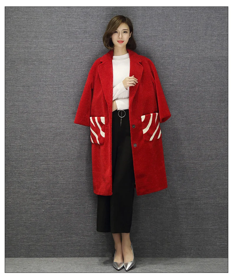 

Sheep Shearing Female 100% Wool Women Autumn Winter Warm Long Jackets Trench Coat Chaqueta Mujer LX2489
