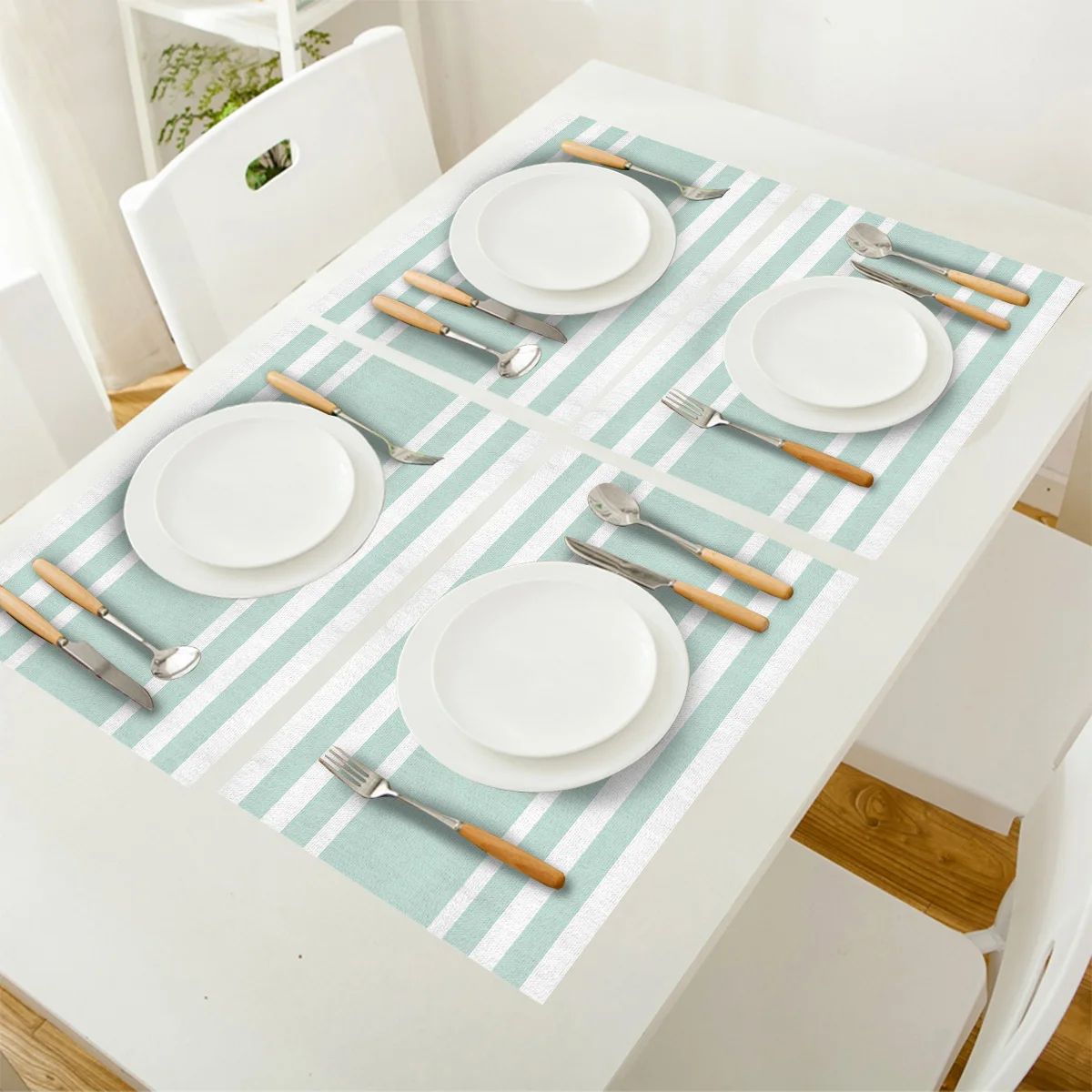 4/6 шт. подставки в зеленую геометрическую полоску | Дом и сад
