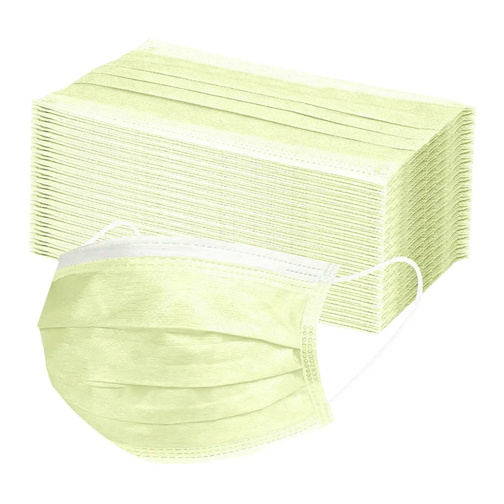 

60 Pcs Unisex Face Mask Dust Proof Yellow Disposable Facemask Windproof Foggy Haze Pollution Face Sheild Masque Mascarillas