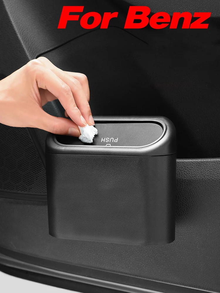 

1pcs Car Trash Can Car Garbage Bin Auto Interior Accessories For Mercedes Benz W124 AMG W220 W205 W201 A B C E S Class GLA CLK