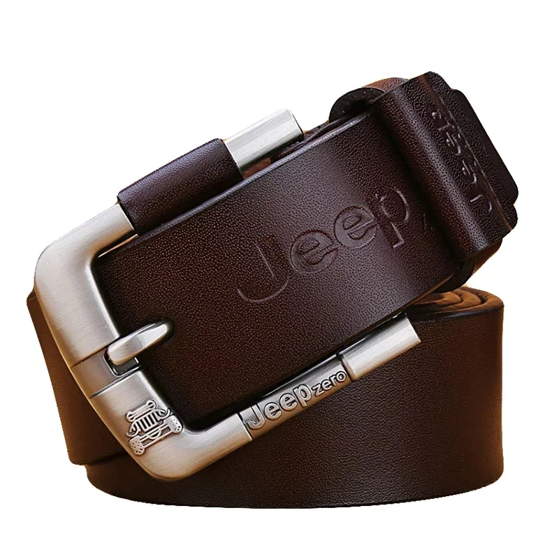 Designer Jeep zero 100% Upper Genuine Leather Alloy Pin Buckle Belt For Men Business Fancy Vintage Jean Cintos Belts | Аксессуары для