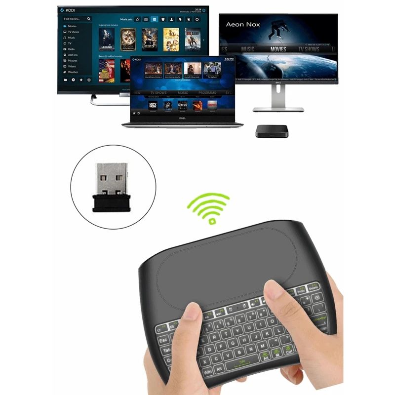 

D8 Pro Bluetooth 2.4G Wireless Handheld Keyboard 7 Color Backlight Dual Mode English Russian Portable Fingerboard