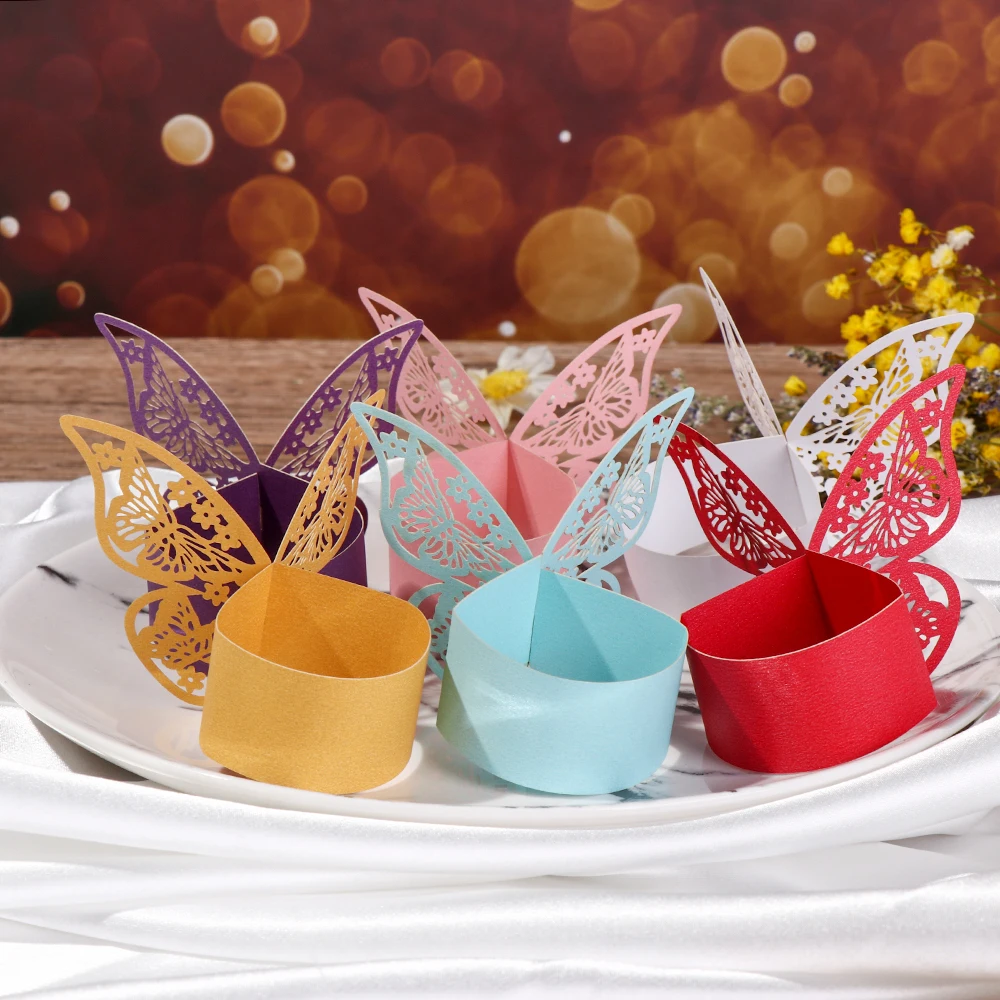Новинка 10 шт. в стиле бабочки бумага кольца для салфеток держатели отеля дня