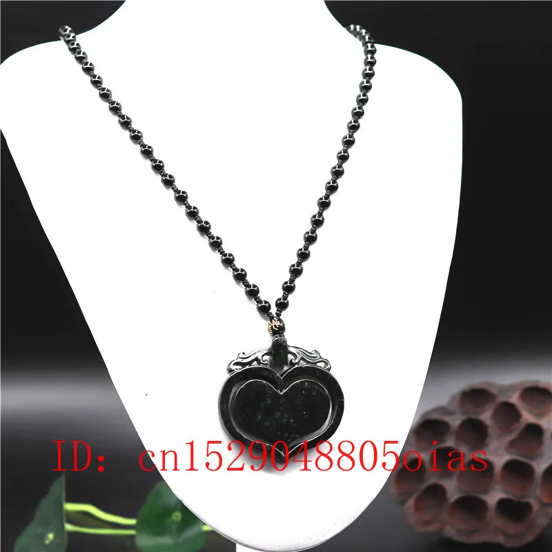 Натуральное черное зеленое китайское Нефритовое сердце ожерелье из бисера