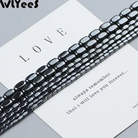 wlyees fillet rectangle natural black hematite stone beads square loose spacer beads for diy jewelry making necklace bracelet