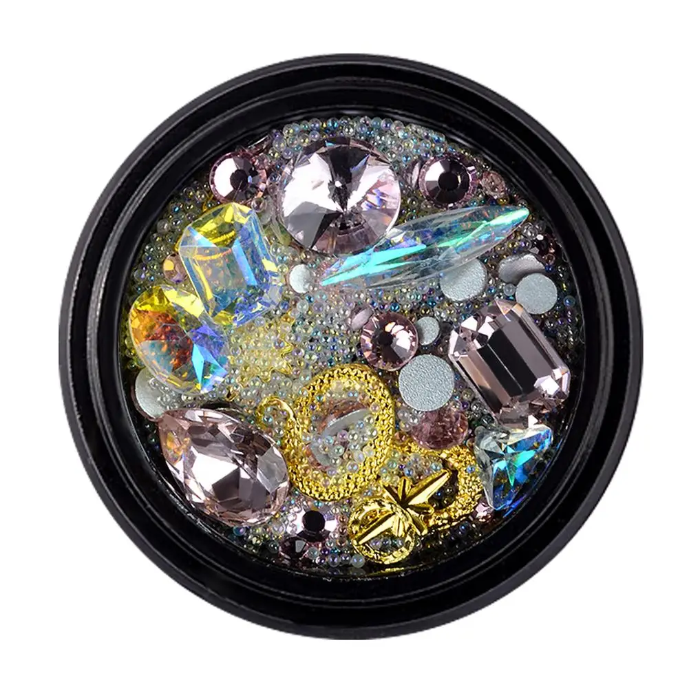 1 коробка для украшения ногтей прозрачные Стразы AB из акрилового сплава