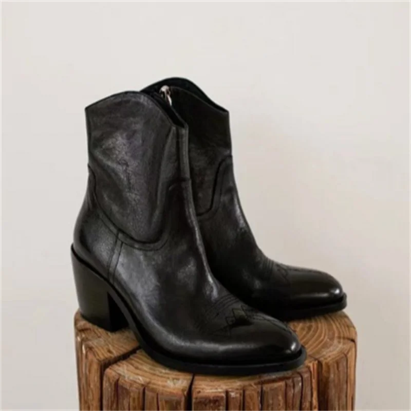 

Chelsea Botas Mujer Ankle Black Boots Women Genuine Leather Female Shoes Neutral Bottes Luxury Brand Designer Bottine Femme