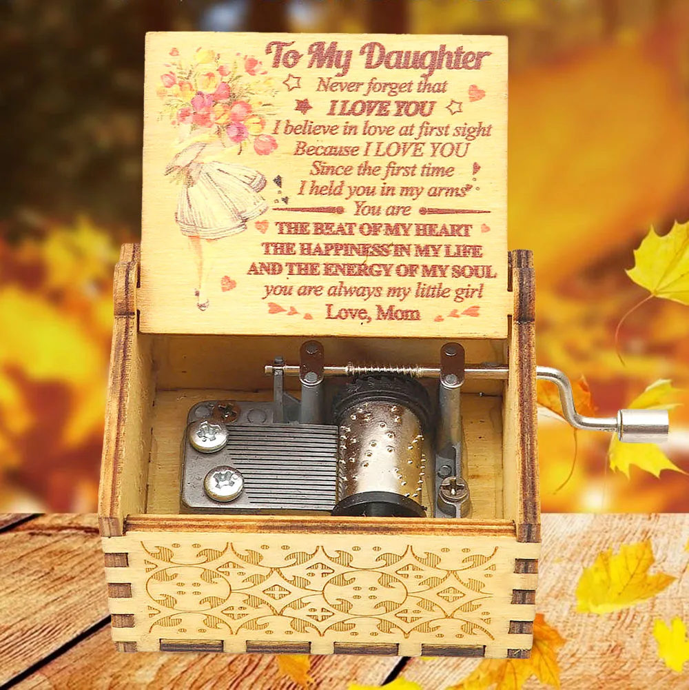 You are My Sunshine Music Box, Gift for Daughter from Dad,  Laser Engraved Vintage Wood Boxes, Best Gift Birthday/Valentine's Da