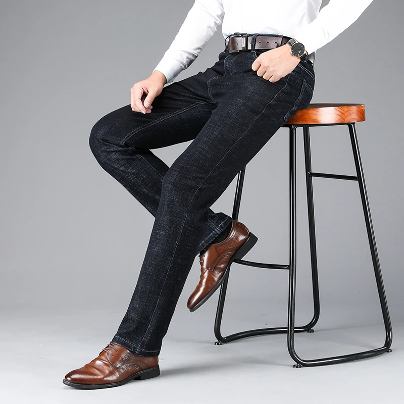 

Mens Jeans Homme Black Jean Spijkerbroeken Heren Baggy Slim Fit Denim Trousers High Quality Business Casual Male Classic Biker