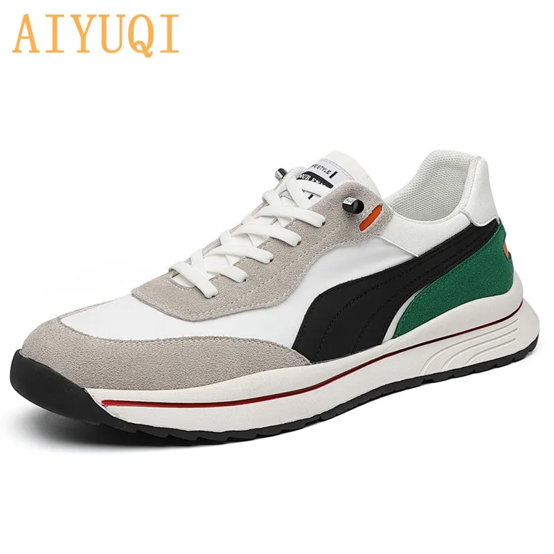 

Кроссовки AIYUQI мужские из натуральной кожи, Повседневная модная дышащая удобная обувь, весна