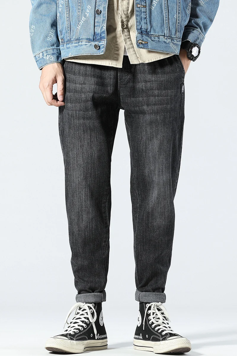 

Newly Designer Fashion Men Jeans Loose Fit Spliced Casual Cargo Pants Streetwear Japanese Vintage Hip Hop Joggers Harem Trousers