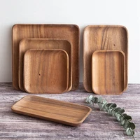 square solid wood pan plate cake fruit dishes saucer dessert dinner bread pizza rectangle round plate tea coffee tray storage