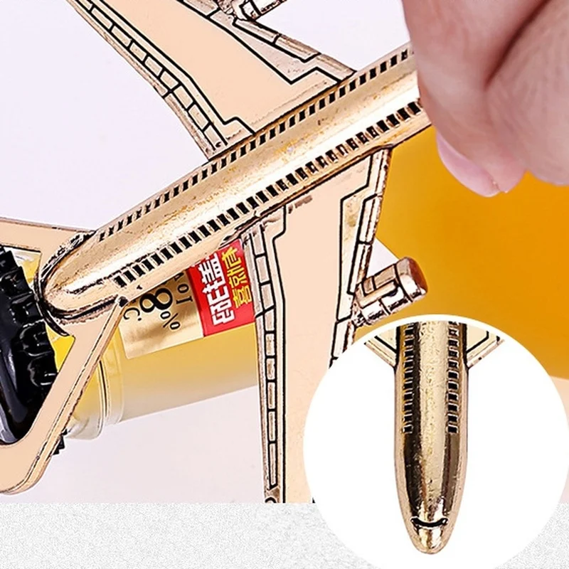 

Metal Corkscrew Nordic Bronze Alloy Aircraft Beer Bottle Opener Keychain Household Kitchen Accessories Supplies Wedding Gifts